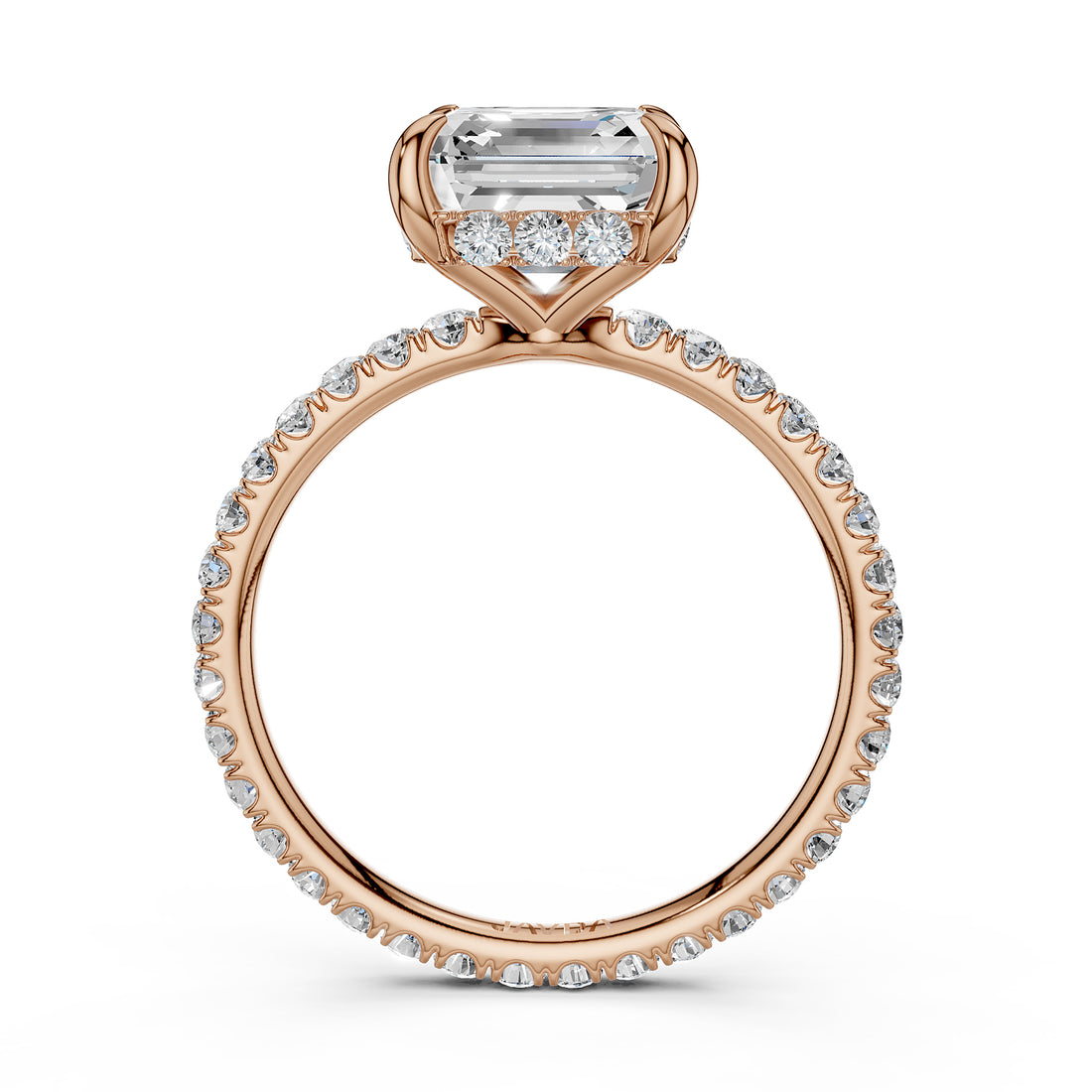 Hidden Halo French U Cut Pave Set Lab Grown Diamond Engagement Ring IGI Certified 2.60 Ctw.