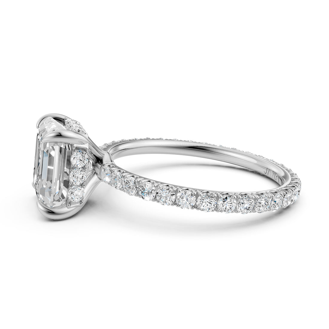 Hidden Halo French U Cut Pave Set Lab Grown Diamond Engagement Ring IGI Certified 2.60 Ctw.