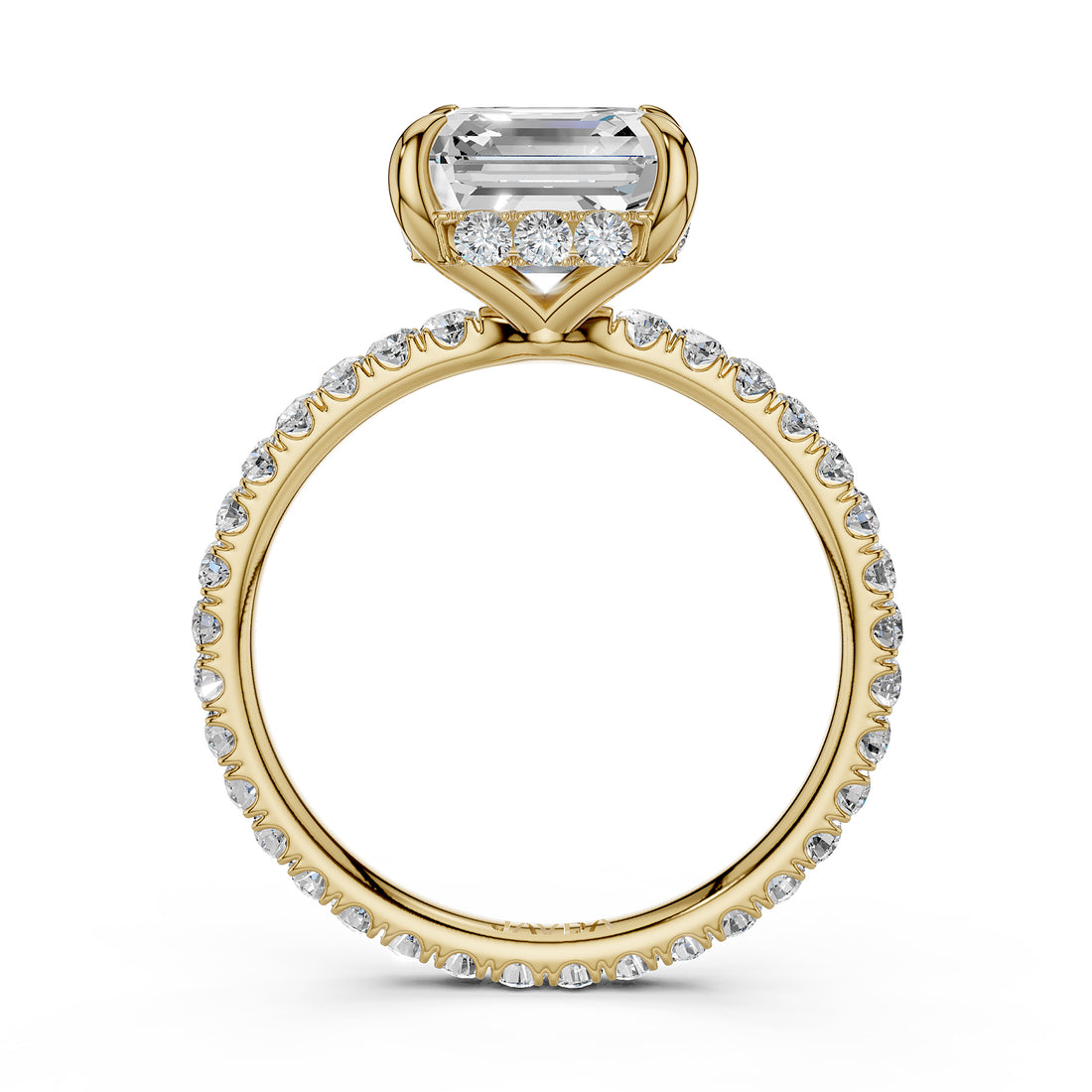 Hidden Halo French U Cut Pave Set Lab Grown Diamond Engagement Ring IGI Certified 2.60 Ctw.