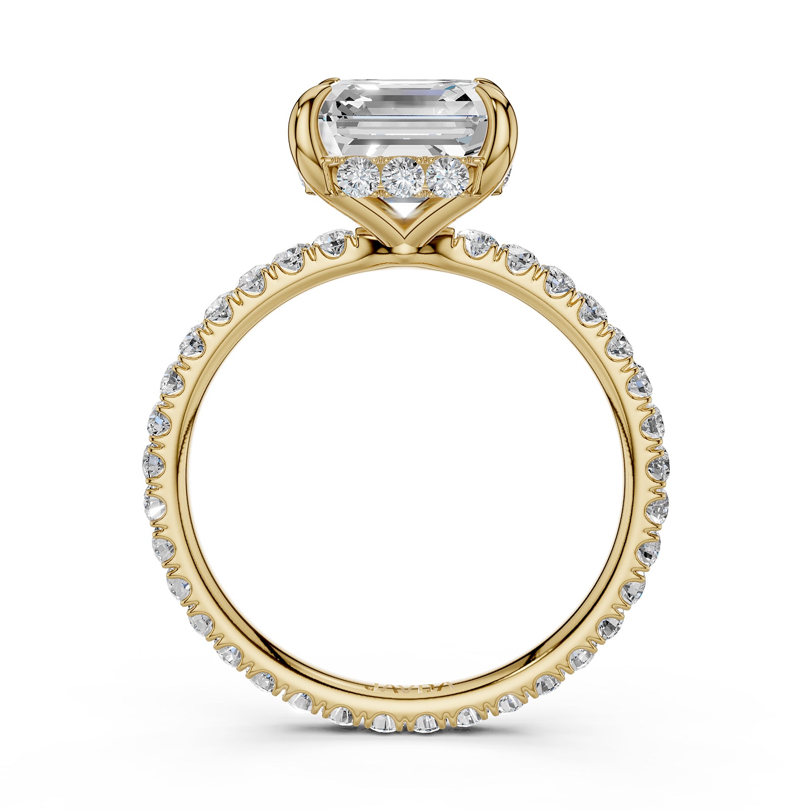 Hidden Halo French U Cut Pave Set Asscher Lab Grown Diamond Engagement Ring