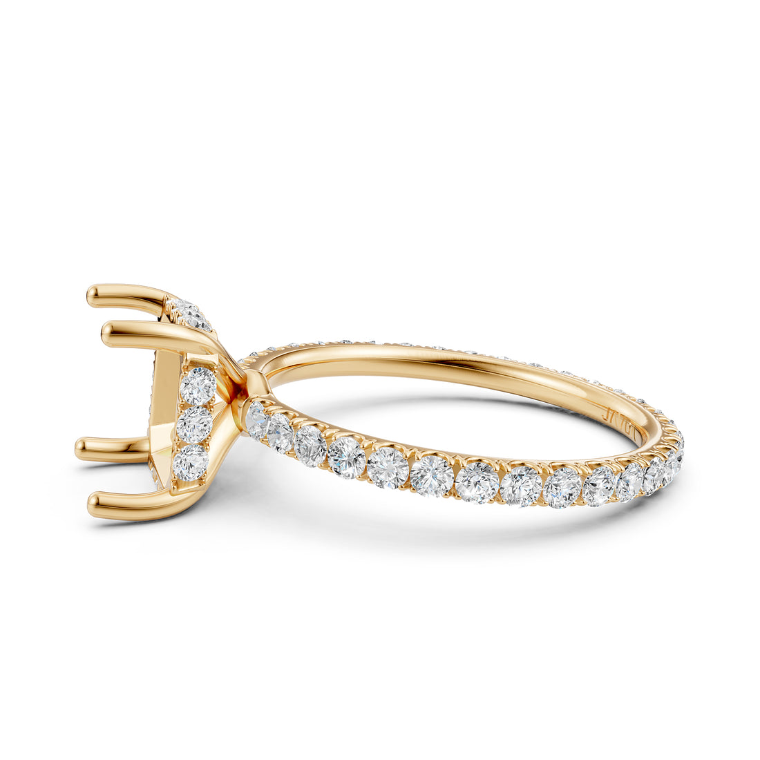 Hidden Halo French U Cut Pave Set Semi Mount Lab Grown Diamond Engagement Ring 0.60Ct.