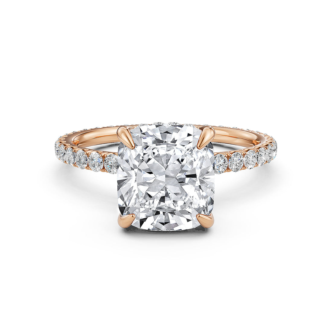Hidden Halo French U Cut Pave Set Lab Grown Diamond Engagement Ring IGI Certified 2.60 Ctw.