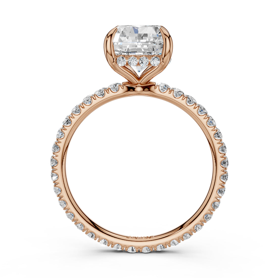 Hidden Halo French U Cut Pave Set Lab Grown Diamond Engagement Ring IGI Certified 2.60 Ctw.