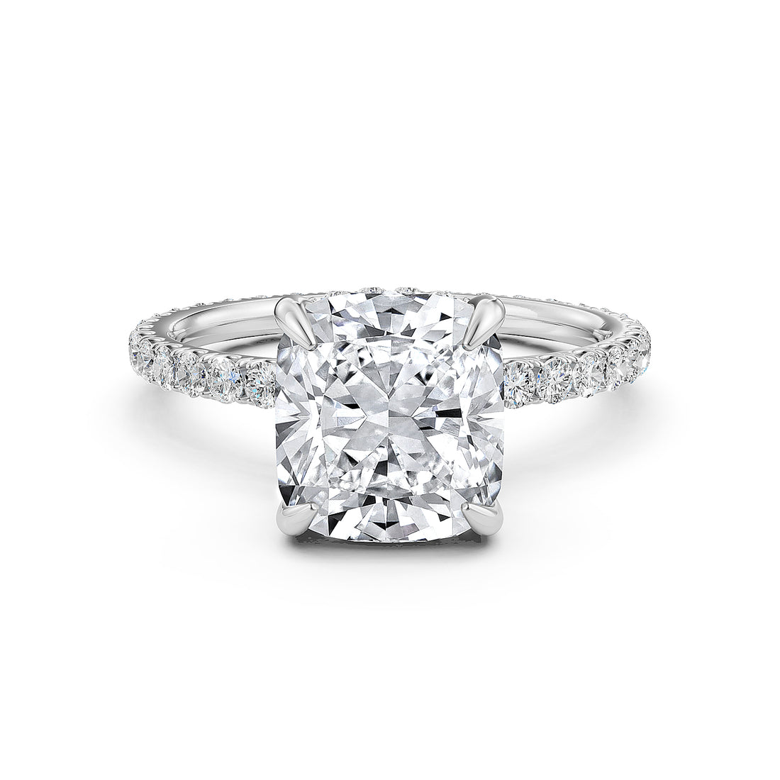 Hidden Halo French U Cut Pave Set Lab Grown Diamond Engagement Ring IGI Certified 2.60 Ctw.