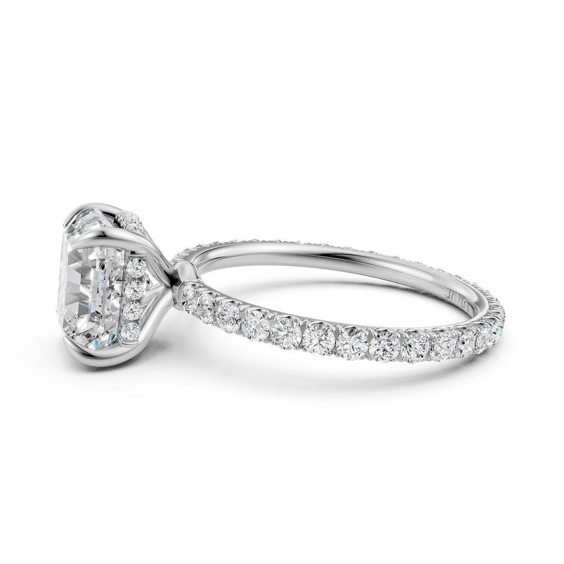 Hidden Halo French U Cut Pave Set Lab Grown Diamond Engagement Ring IGI Certified 2.60 Ctw.