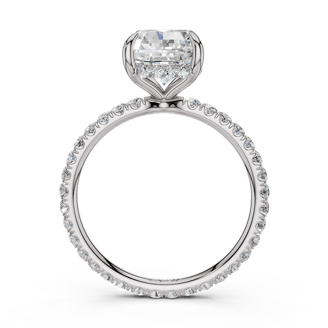 Hidden Halo French U Cut Pave Set Lab Grown Diamond Engagement Ring IGI Certified 2.60 Ctw.