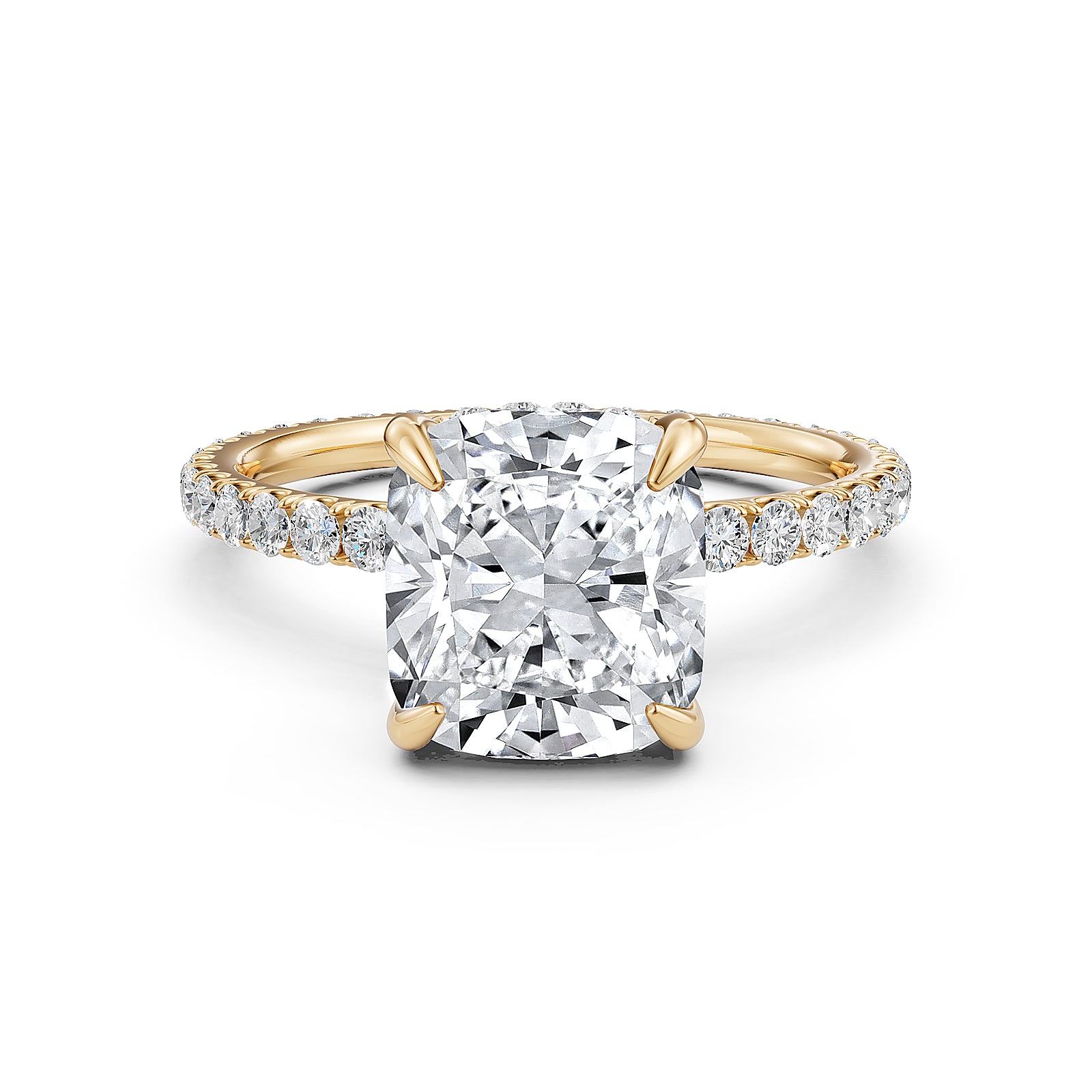 Hidden Halo French U Cut Pave Set Lab Grown Diamond Engagement Ring IGI Certified 2.60 Ctw.