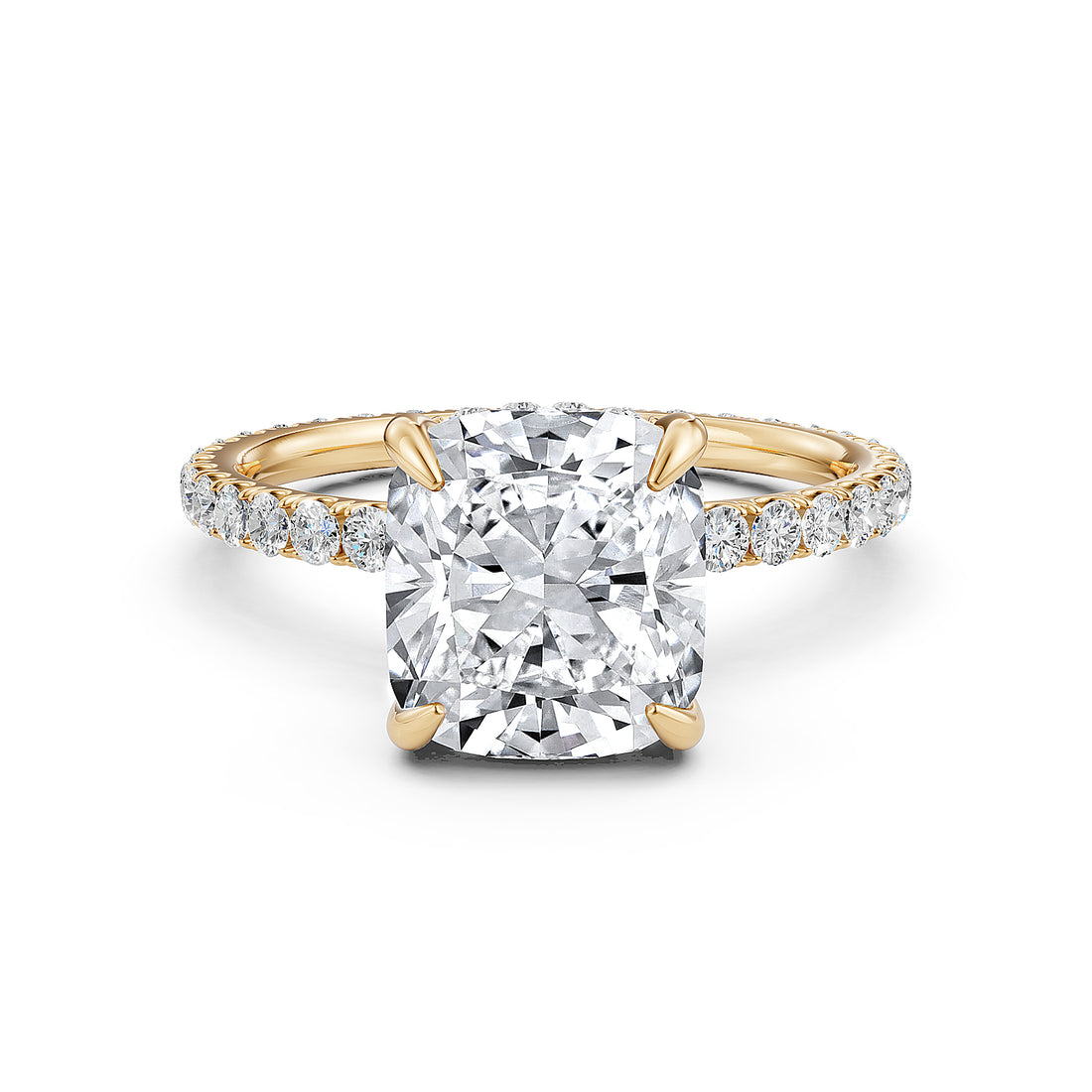 Hidden Halo French U Cut Pave Set Lab Grown Diamond Engagement Ring IGI Certified 2.60 Ctw.