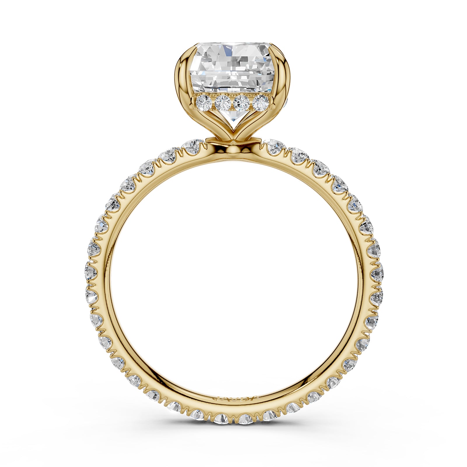 Hidden Halo French U Cut Pave Set Lab Grown Diamond Engagement Ring IGI Certified 2.60 Ctw.