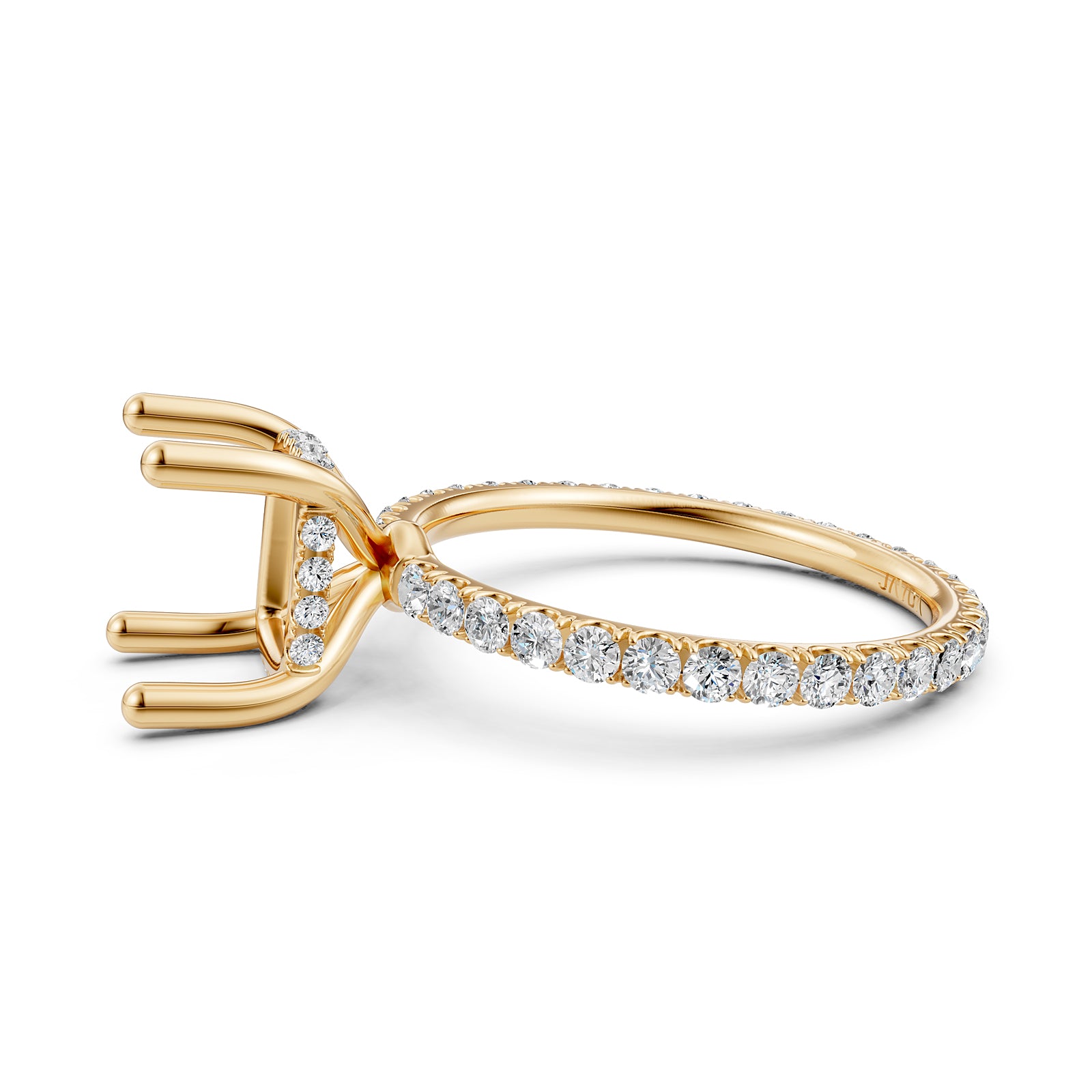 Hidden Halo French U Cut Pave Set Semi Mount Lab Grown Diamond Engagement Ring 0.60Ct.