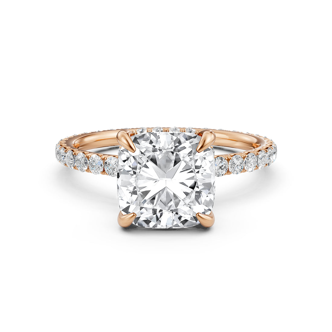 Hidden Halo French U Cut Pave Set Lab Grown Diamond Engagement Ring IGI Certified 2.60 Ctw.