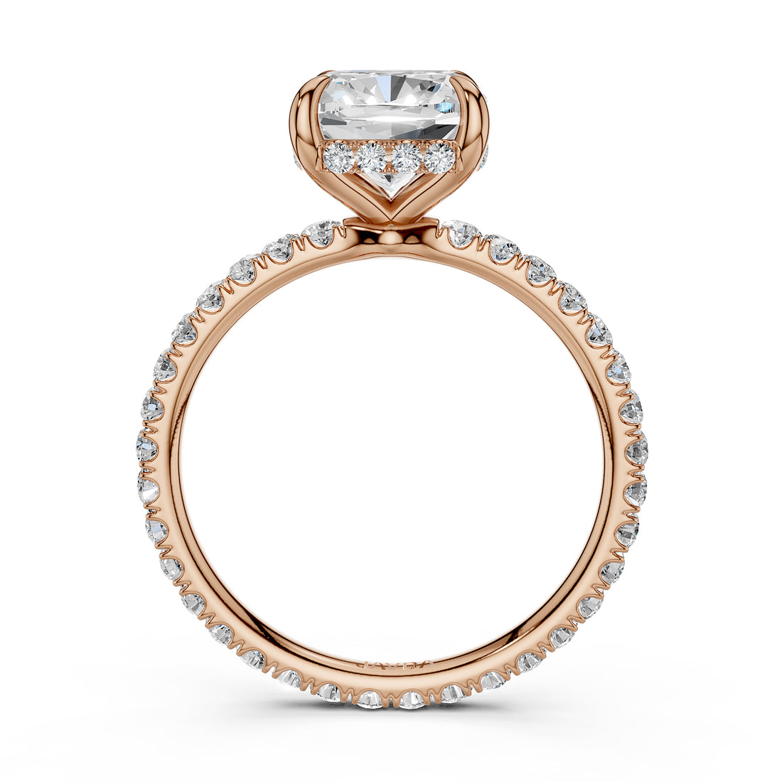 Hidden Halo French U Cut Pave Set Lab Grown Diamond Engagement Ring IGI Certified 2.60 Ctw.