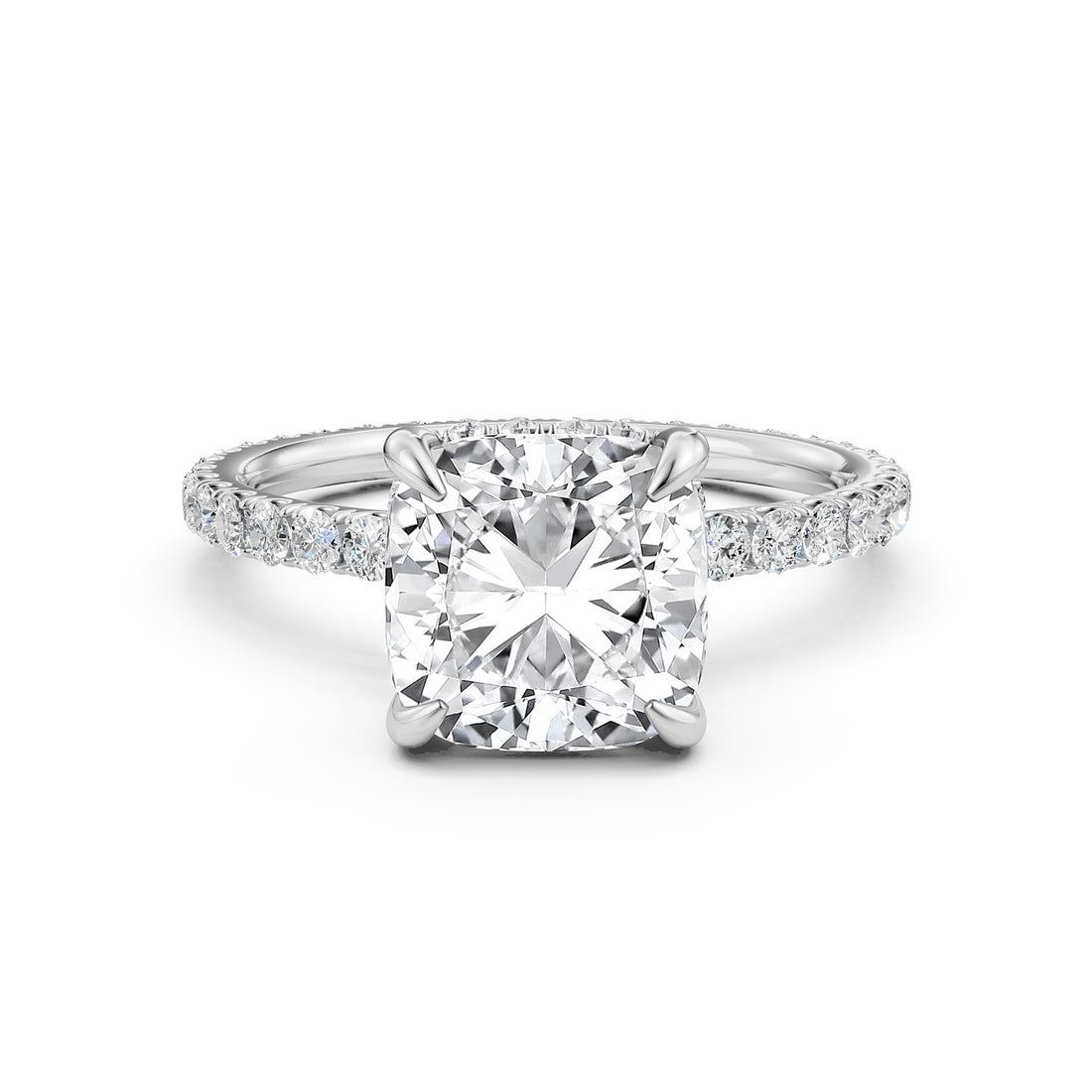 Hidden Halo French U Cut Pave Set Lab Grown Diamond Engagement Ring IGI Certified 2.60 Ctw.