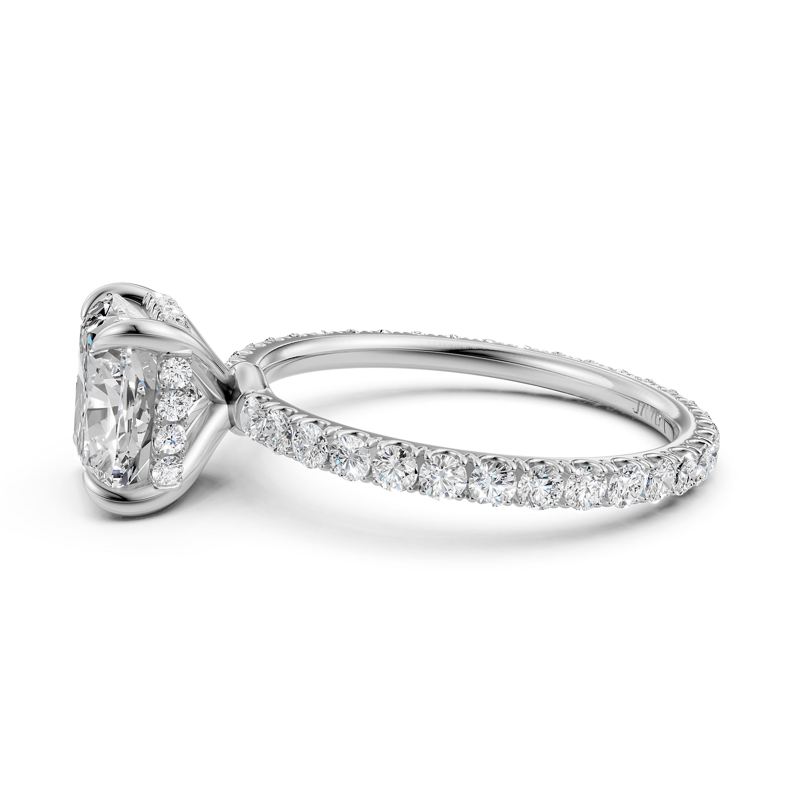 Hidden Halo French U Cut Pave Set Lab Grown Diamond Engagement Ring IGI Certified 2.60 Ctw.