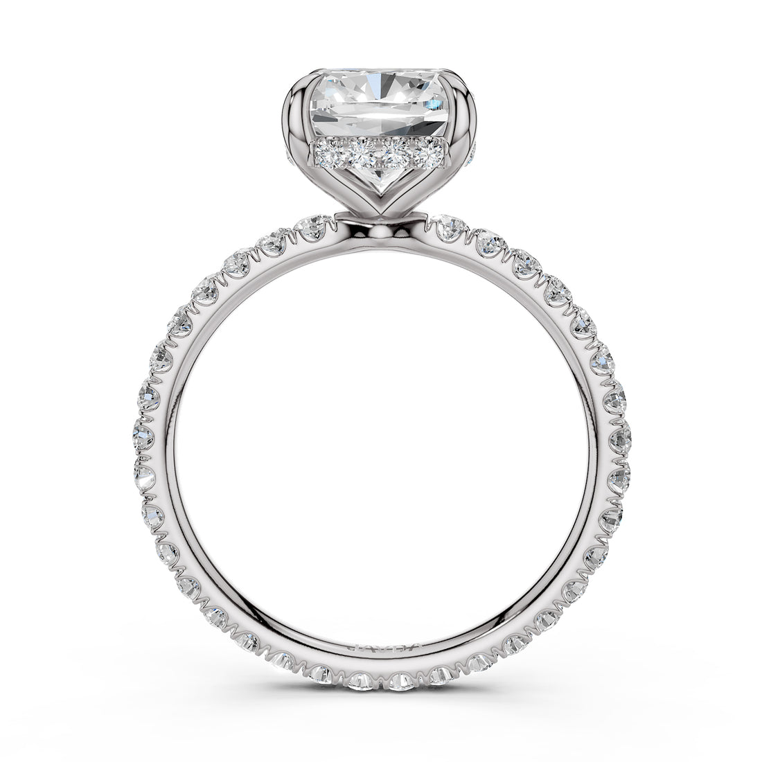 Hidden Halo French U Cut Pave Set Lab Grown Diamond Engagement Ring IGI Certified 2.60 Ctw.