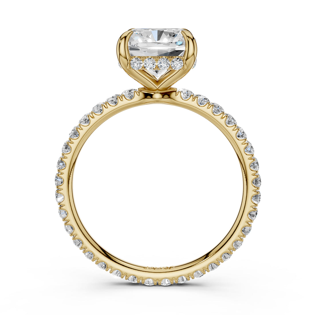 Hidden Halo French U Cut Pave Set Lab Grown Diamond Engagement Ring IGI Certified 2.60 Ctw.