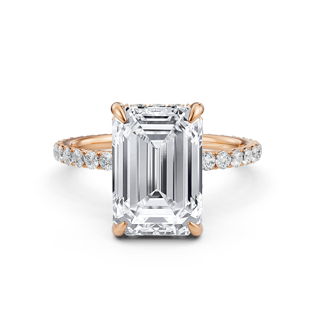 Hidden Halo French U Cut Pave Set Lab Grown Diamond Engagement Ring IGI Certified 2.60 Ctw.