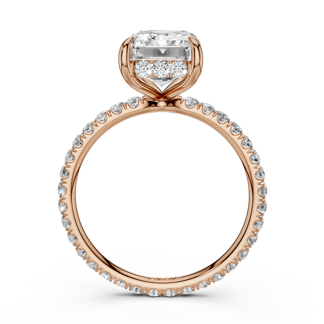 Hidden Halo French U Cut Pave Set Lab Grown Diamond Engagement Ring IGI Certified 2.60 Ctw.