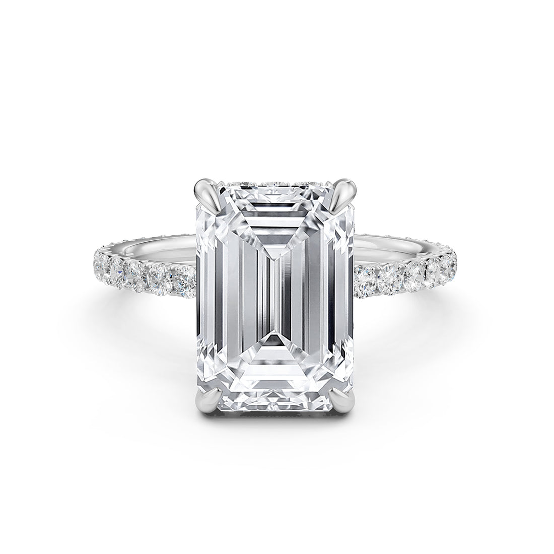 Hidden Halo French U Cut Pave Set Lab Grown Diamond Engagement Ring IGI Certified 2.60 Ctw.