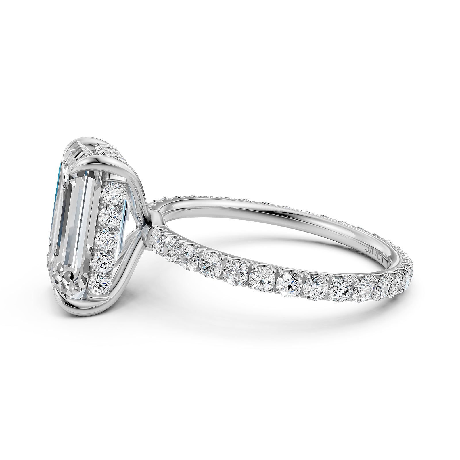Hidden Halo French U Cut Pave Set Lab Grown Diamond Engagement Ring IGI Certified 2.60 Ctw.
