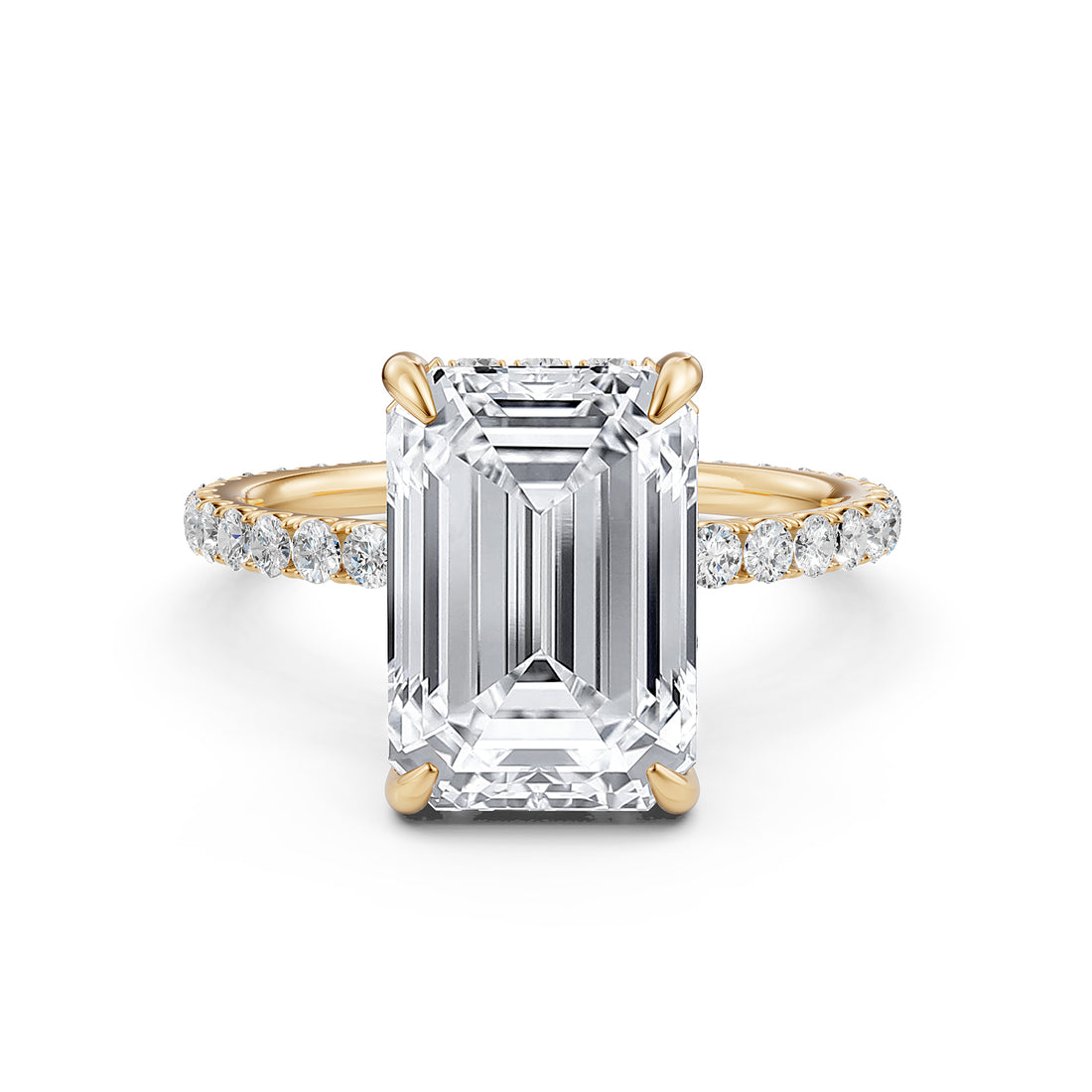 Hidden Halo French U Cut Pave Set Lab Grown Diamond Engagement Ring IGI Certified 2.60 Ctw.