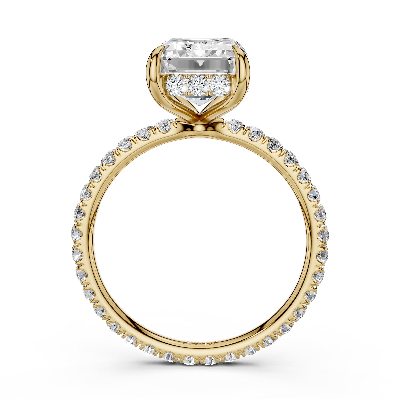 Hidden Halo French U Cut Pave Set Lab Grown Diamond Engagement Ring IGI Certified 2.60 Ctw.