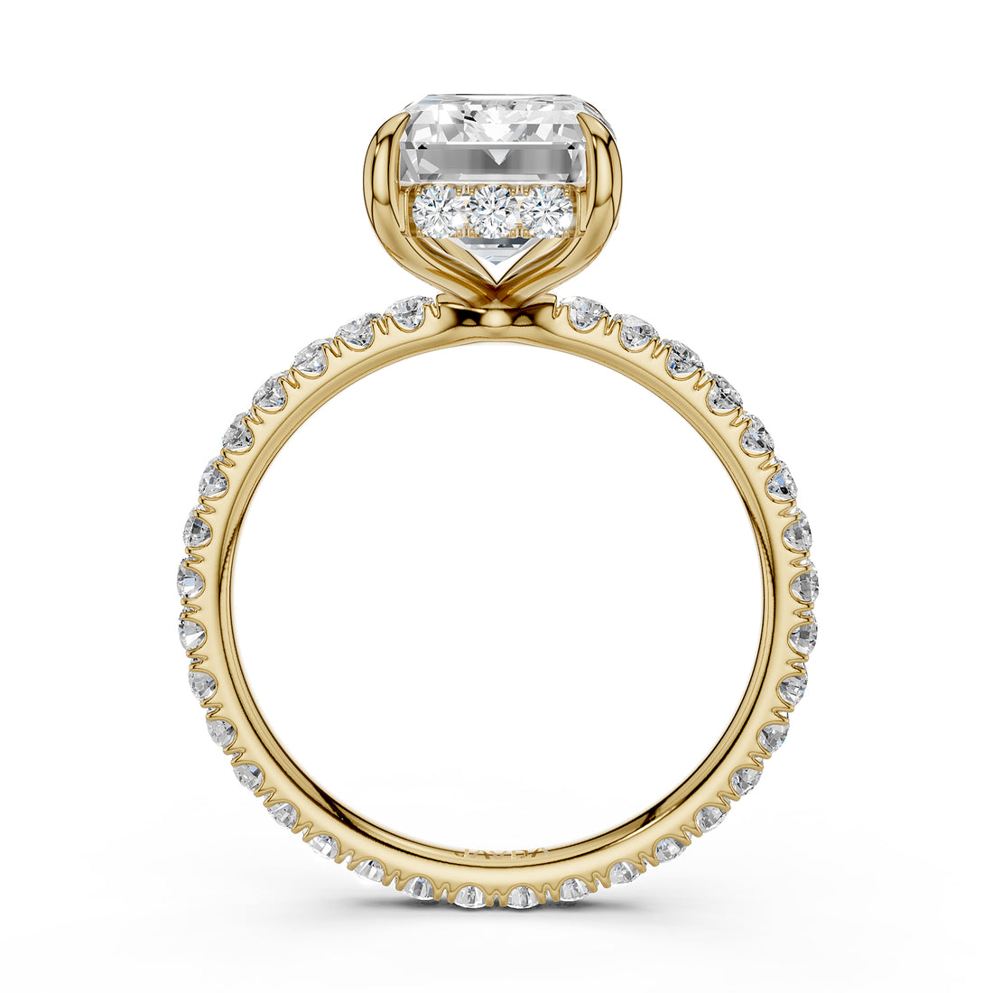 Hidden Halo French U Cut Pave Set Lab Grown Diamond Engagement Ring IGI Certified 2.60 Ctw.