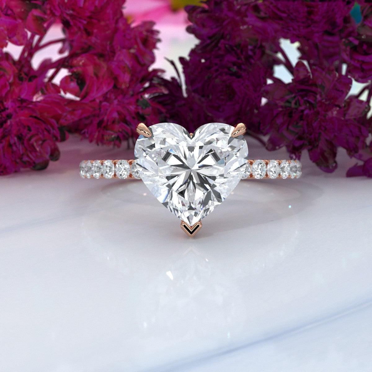 Hidden Halo French U Cut Pave Set Lab Grown Diamond Engagement Ring IGI Certified 2.60 Ctw.