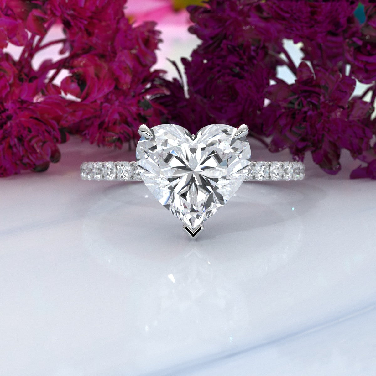 Hidden Halo French U Cut Pave Set Lab Grown Diamond Engagement Ring IGI Certified 2.60 Ctw.