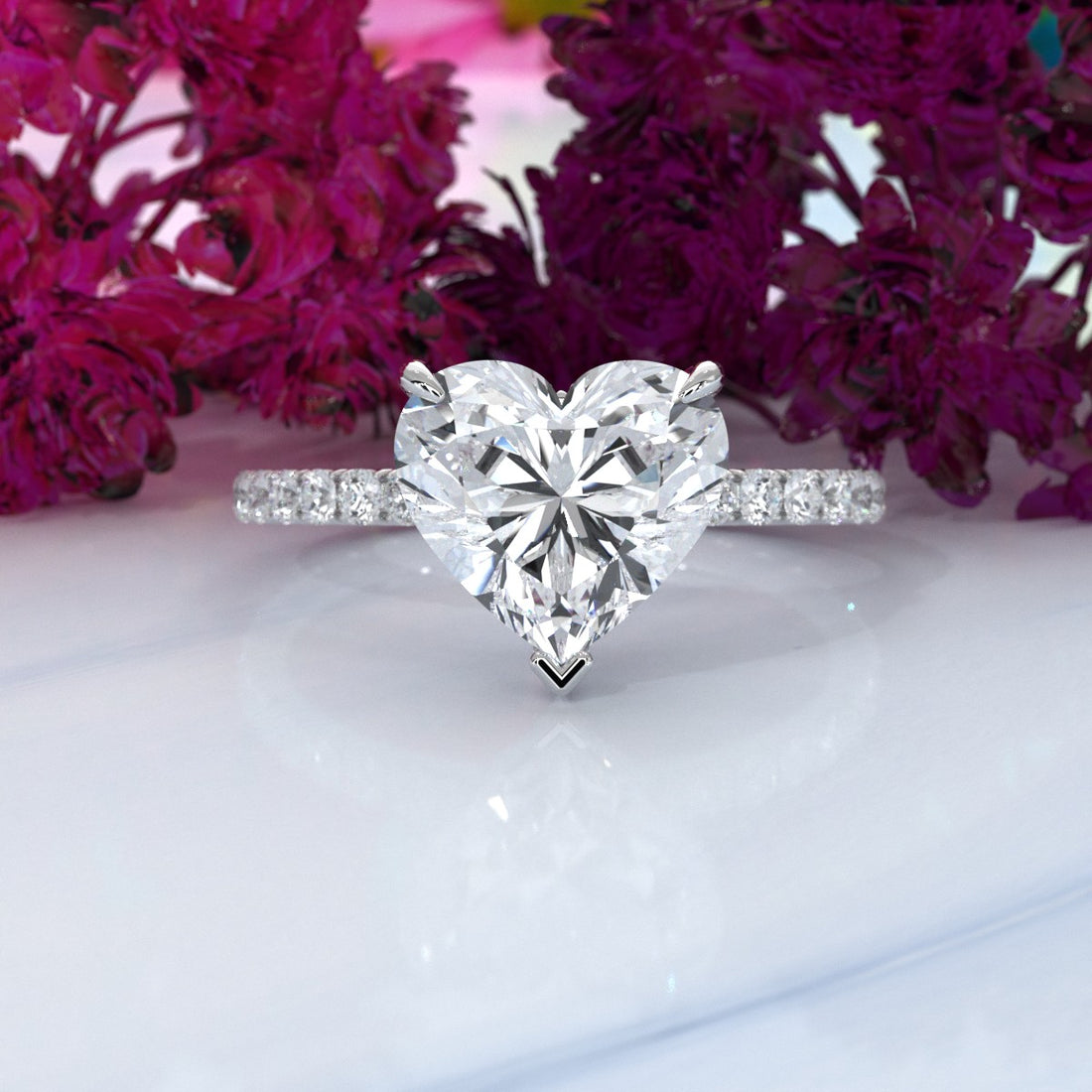 Hidden Halo French U Cut Pave Set Lab Grown Diamond Engagement Ring IGI Certified 2.60 Ctw.