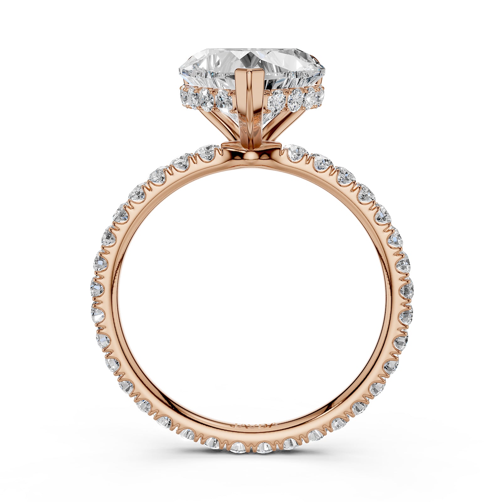 Hidden Halo French U Cut Pave Set Heart Lab Grown Diamond Engagement Ring