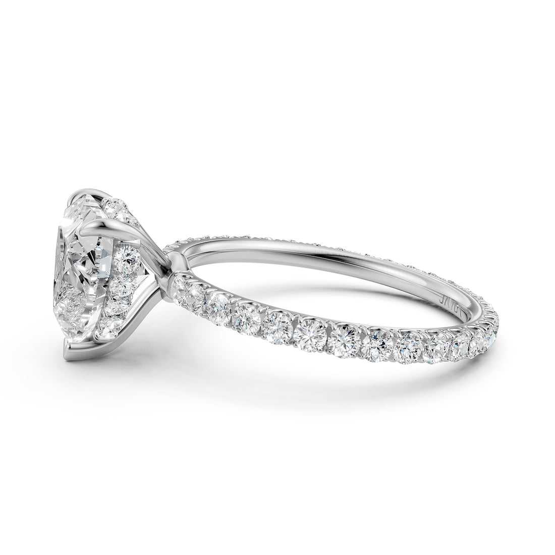 Hidden Halo French U Cut Pave Set Lab Grown Diamond Engagement Ring IGI Certified 2.60 Ctw.
