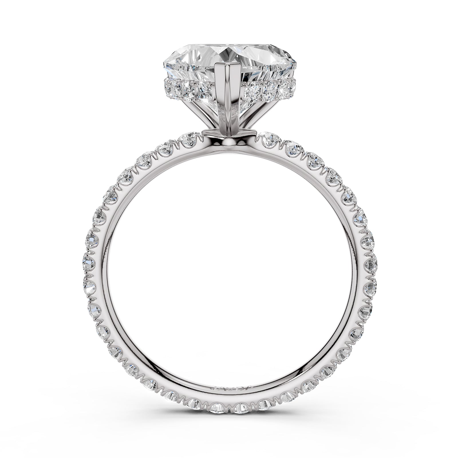 Hidden Halo French U Cut Pave Set Lab Grown Diamond Engagement Ring IGI Certified 2.60 Ctw.