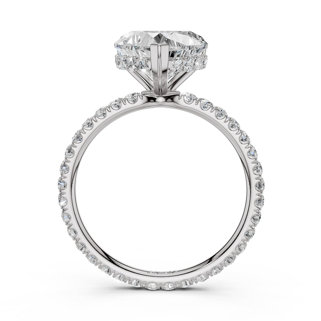 Hidden Halo French U Cut Pave Set Lab Grown Diamond Engagement Ring IGI Certified 2.60 Ctw.
