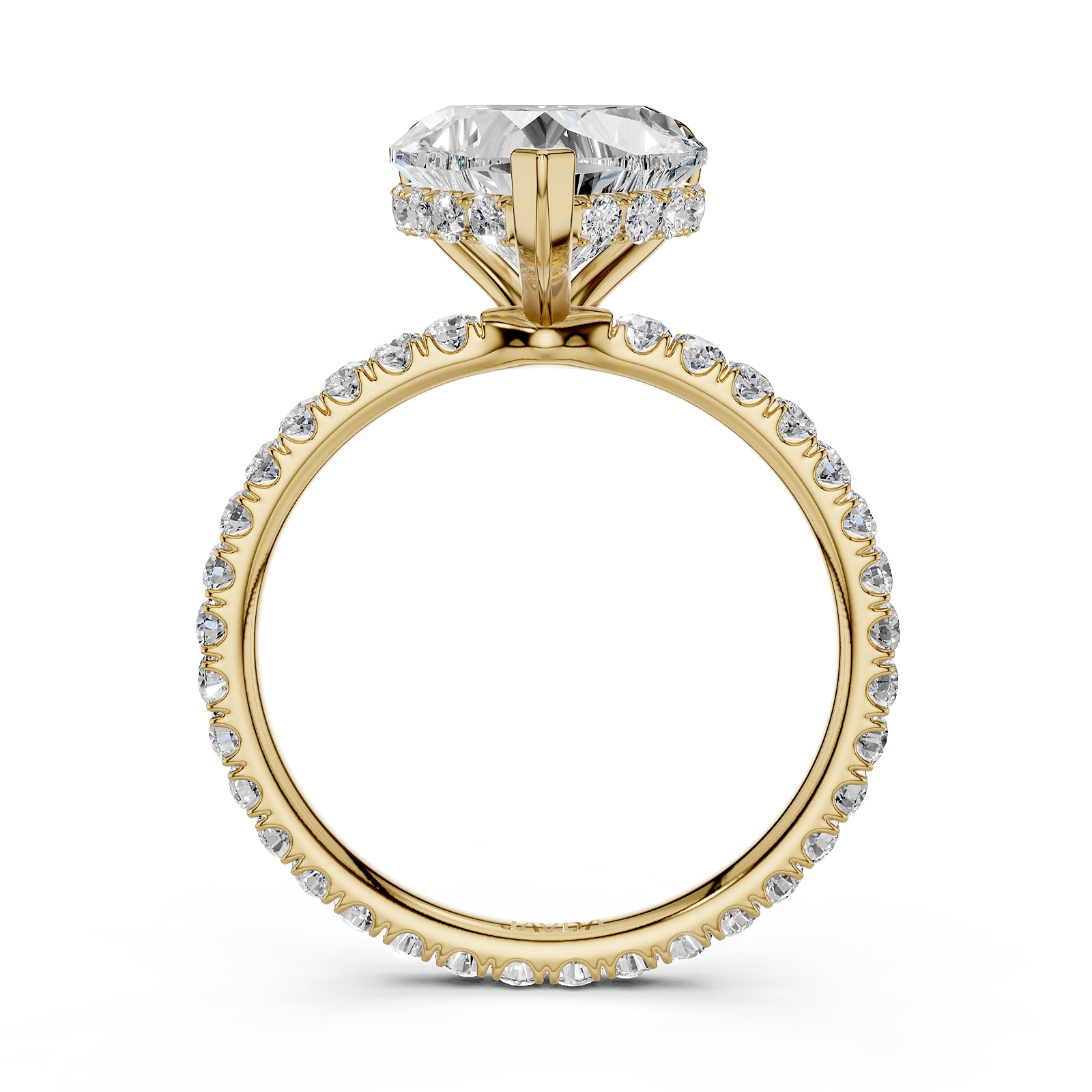 Hidden Halo French U Cut Pave Set Heart Lab Grown Diamond Engagement Ring