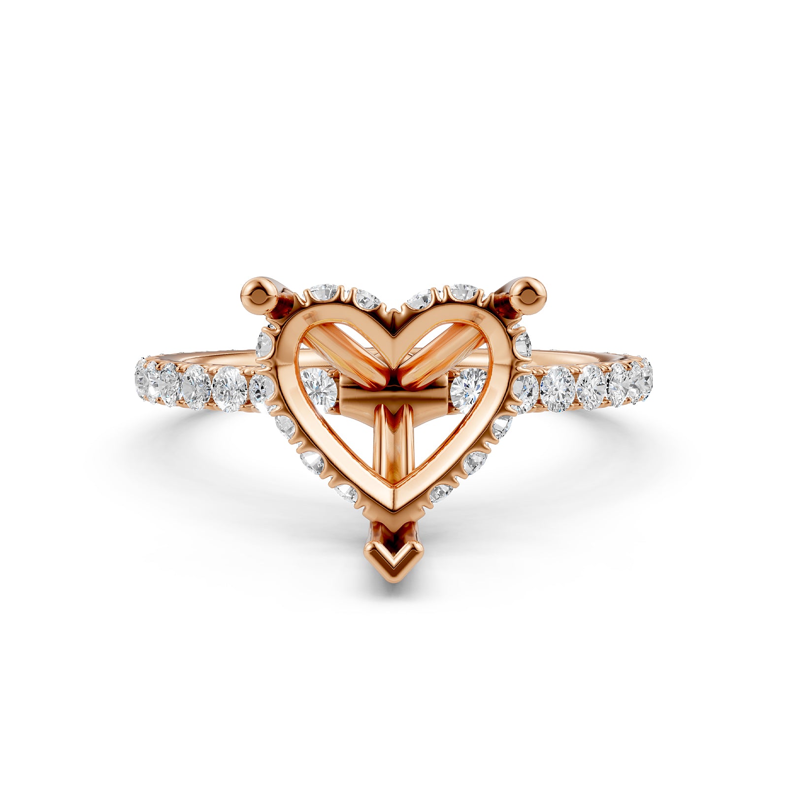 Hidden Halo French U Cut Pave Set Semi Mount Lab Grown Diamond Engagement Ring 0.60Ct.