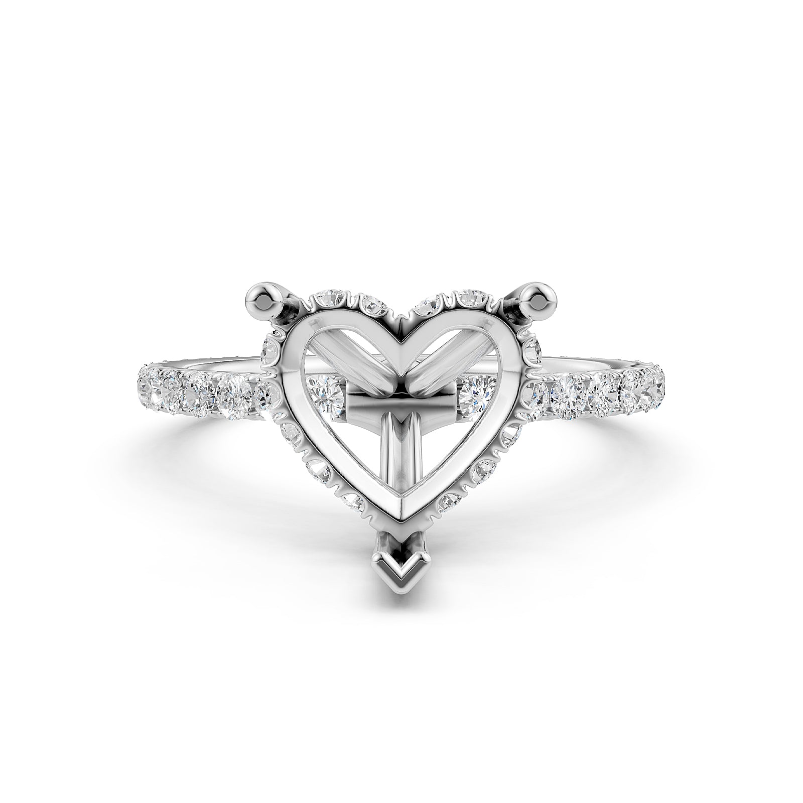 Hidden Halo French U Cut Pave Set Semi Mount Lab Grown Diamond Engagement Ring 0.60Ct.