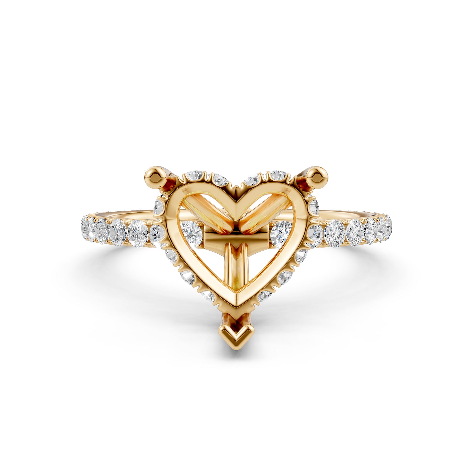 Hidden Halo French U Cut Pave Set Semi Mount Lab Grown Diamond Engagement Ring 0.60Ct.