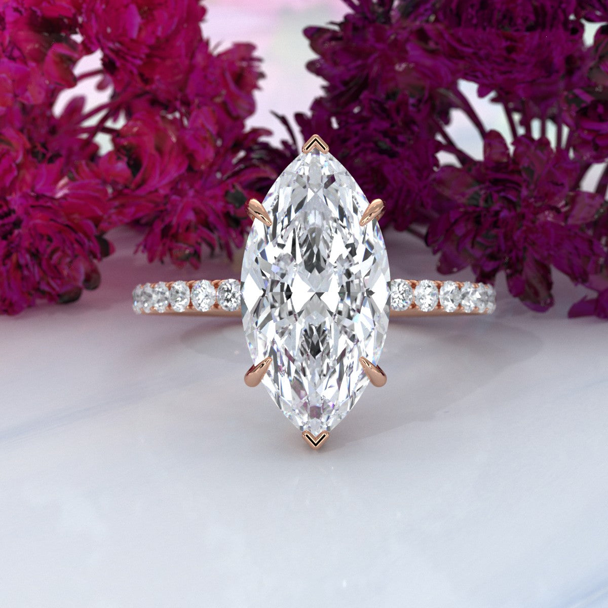 Hidden Halo French U Cut Pave Set Lab Grown Diamond Engagement Ring IGI Certified 2.60 Ctw.