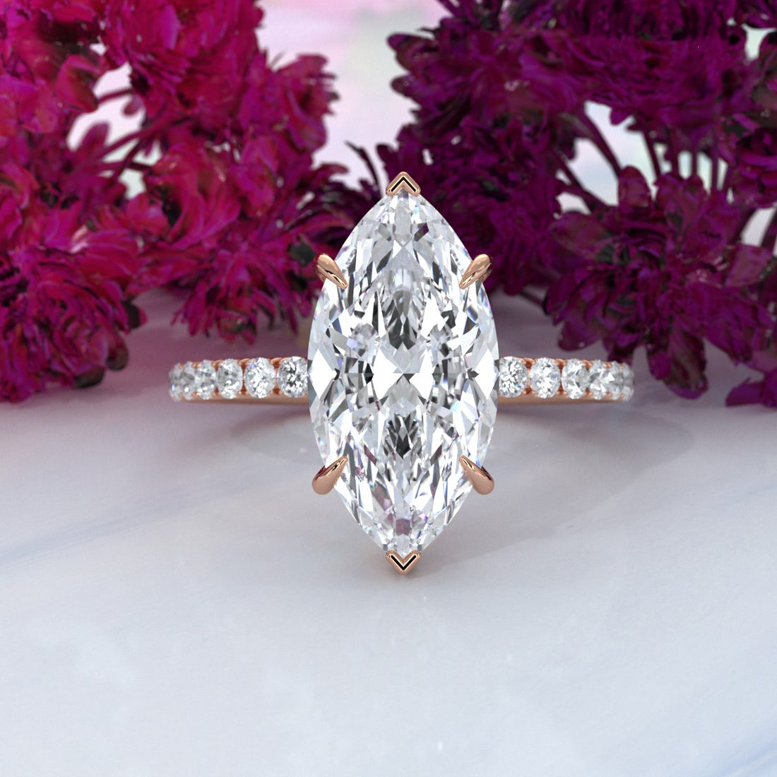 Hidden Halo French U Cut Pave Set Lab Grown Diamond Engagement Ring IGI Certified 2.60 Ctw.