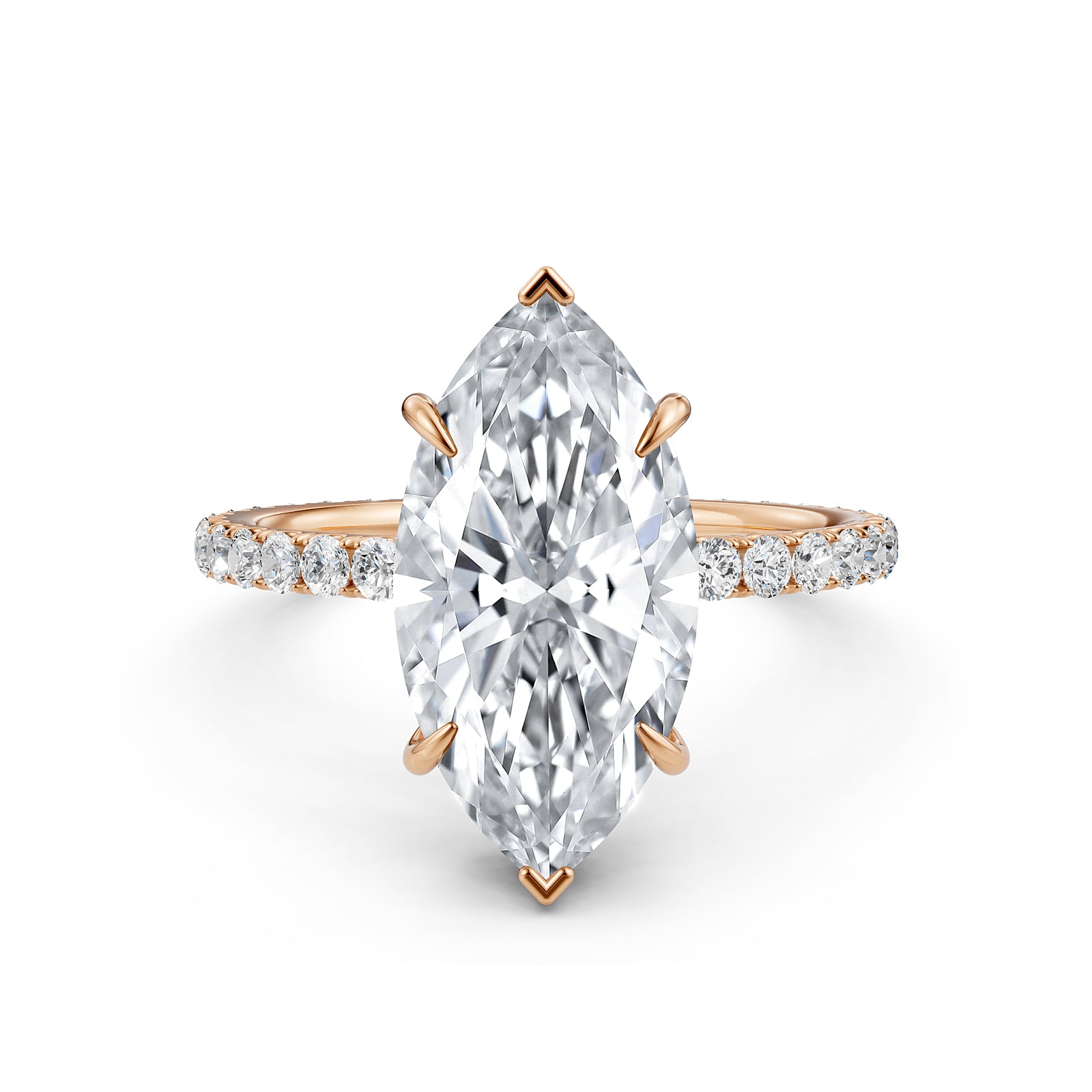 Hidden Halo French U Cut Pave Set Marquise Lab Grown Diamond Engagement Ring