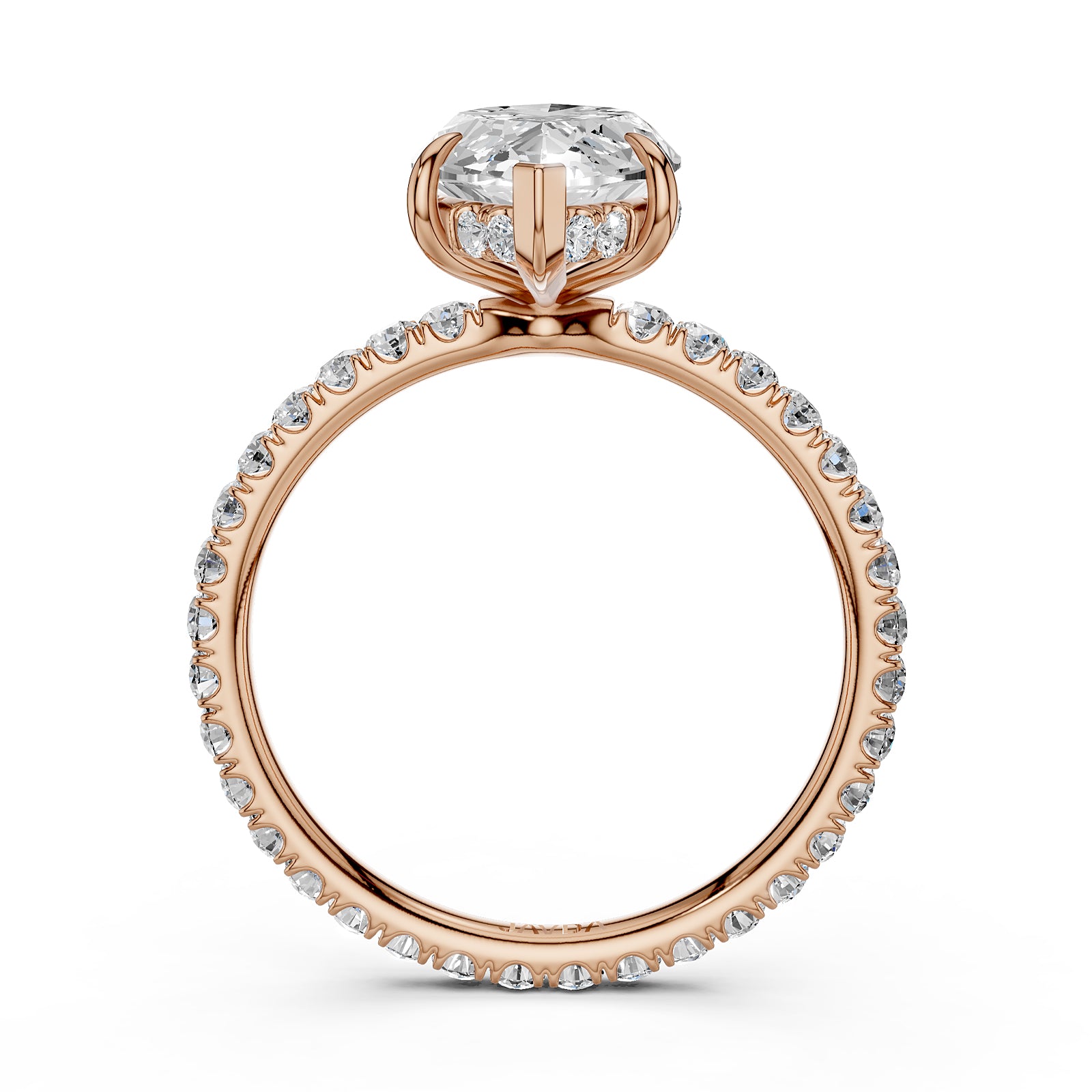 Hidden Halo French U Cut Pave Set Lab Grown Diamond Engagement Ring IGI Certified 2.60 Ctw.