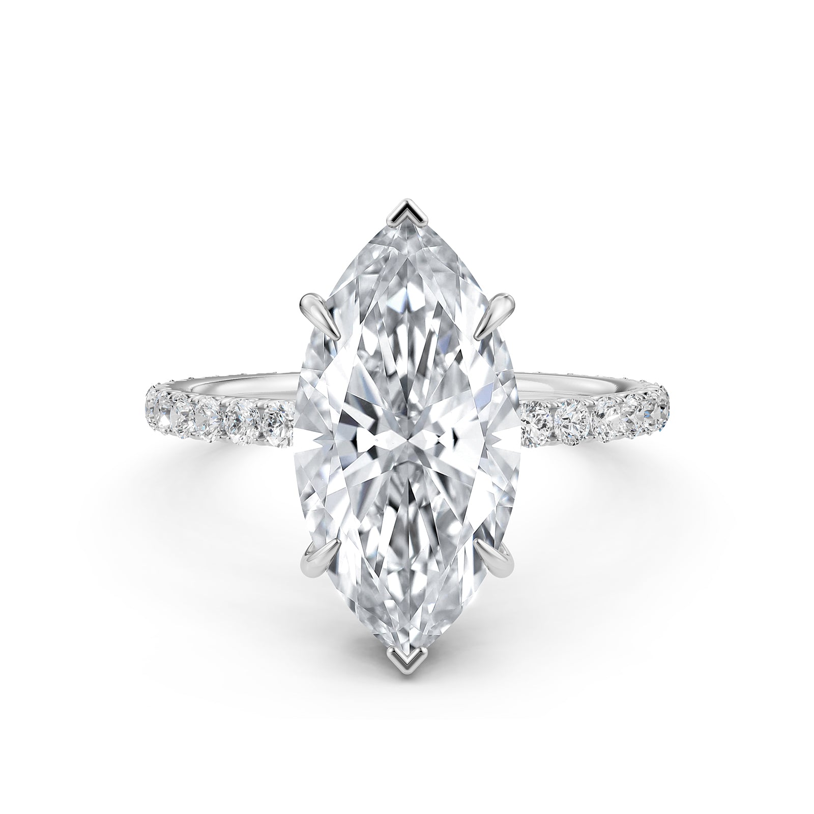 Hidden Halo French U Cut Pave Set Lab Grown Diamond Engagement Ring IGI Certified 2.60 Ctw.