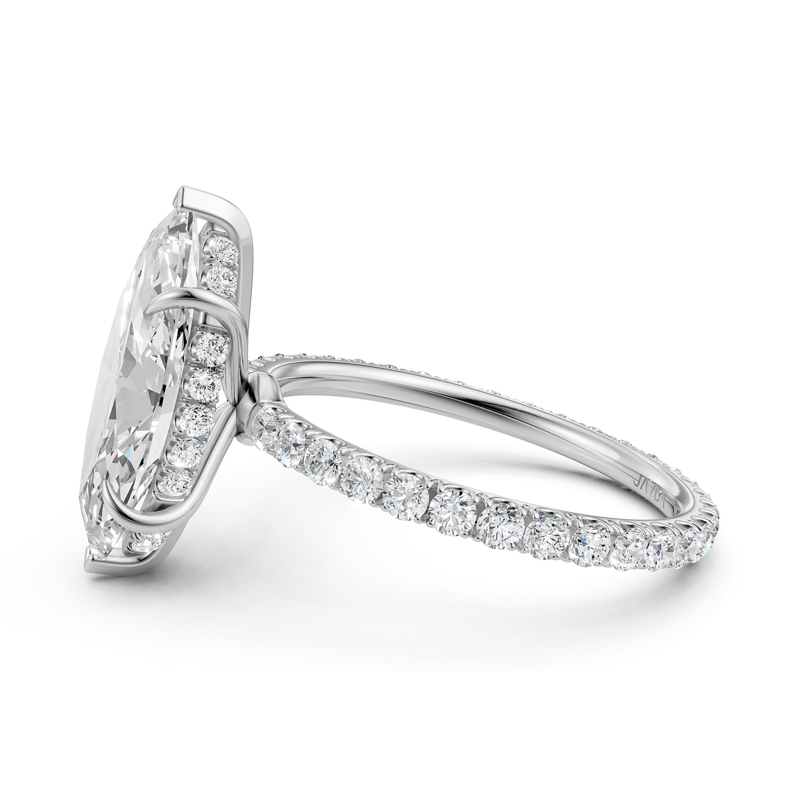 Hidden Halo French U Cut Pave Set Lab Grown Diamond Engagement Ring IGI Certified 2.60 Ctw.