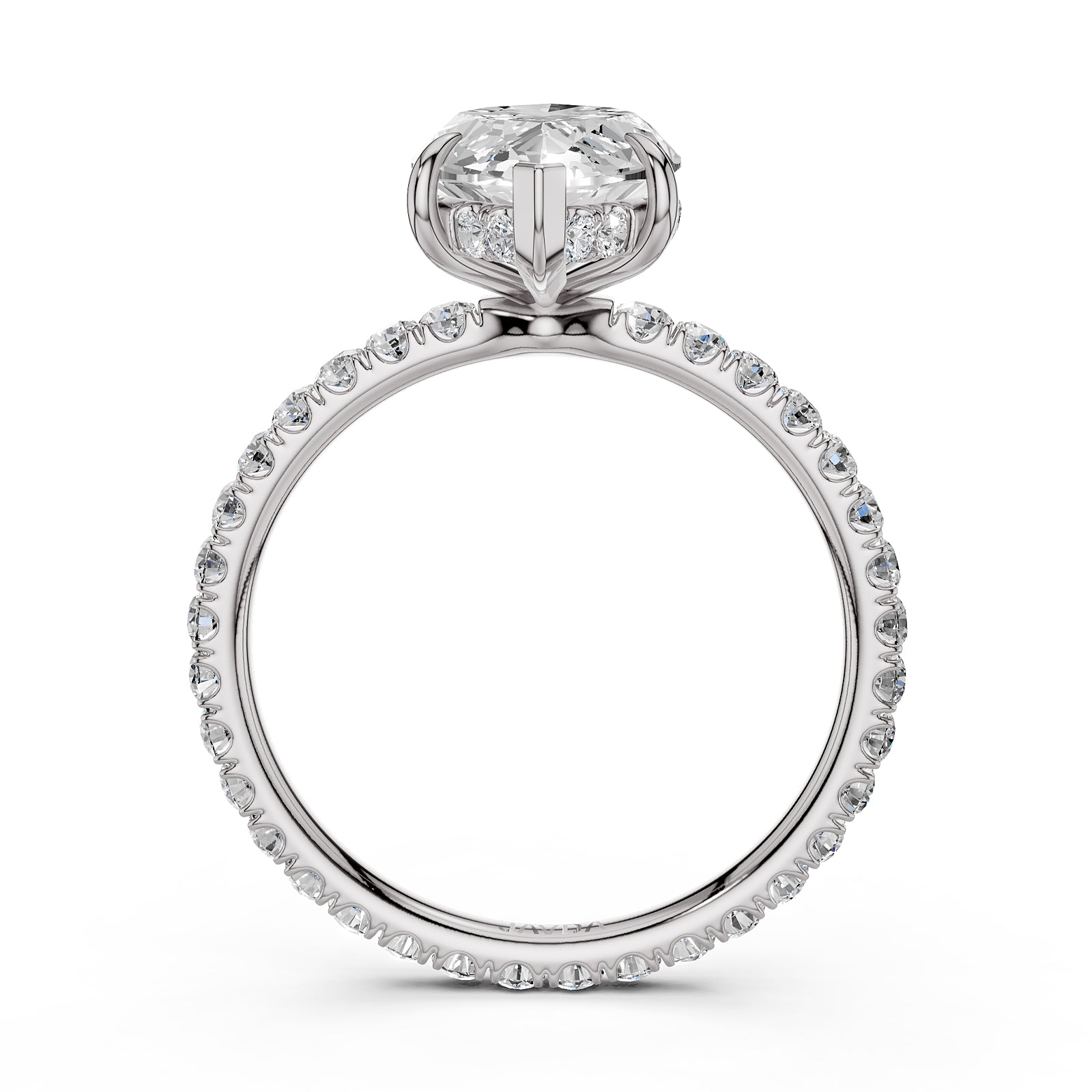 Hidden Halo French U Cut Pave Set Marquise Lab Grown Diamond Engagement Ring