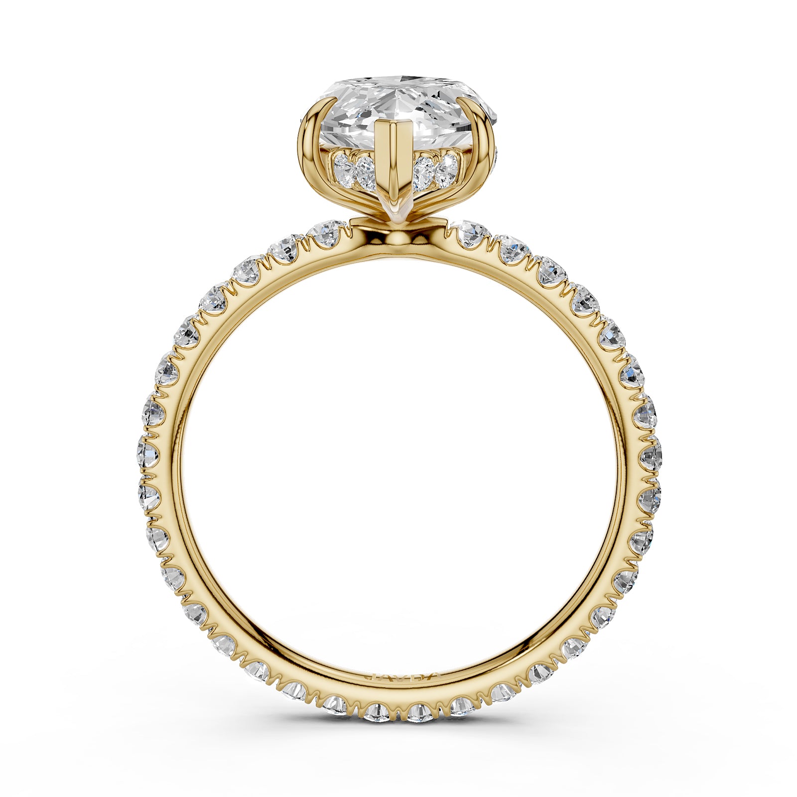 Hidden Halo French U Cut Pave Set Marquise Lab Grown Diamond Engagement Ring