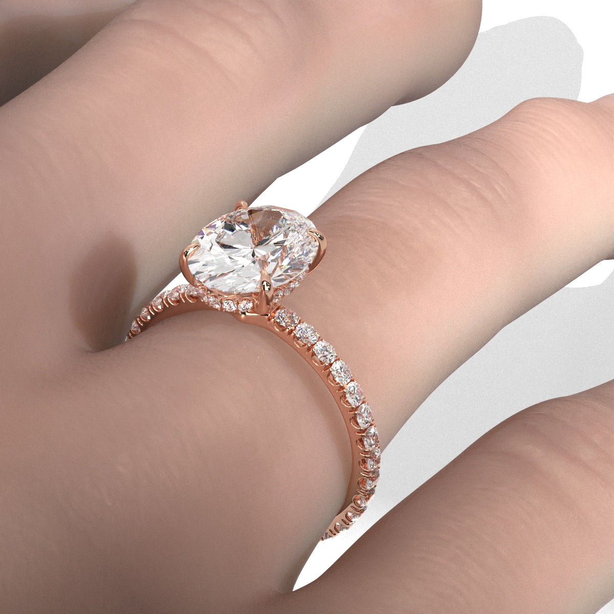 Hidden Halo French U Cut Pave Set Lab Grown Diamond Engagement Ring IGI Certified 2.60 Ctw.