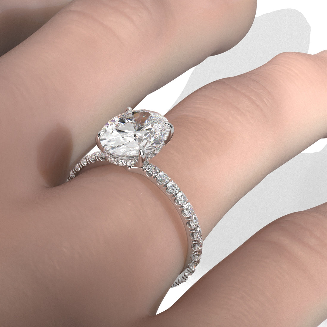 Hidden Halo French U Cut Pave Set Lab Grown Diamond Engagement Ring IGI Certified 2.60 Ctw.