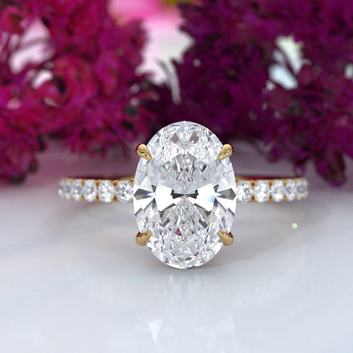 Hidden Halo French U Cut Pave Set Lab Grown Diamond Engagement Ring IGI Certified 2.60 Ctw.