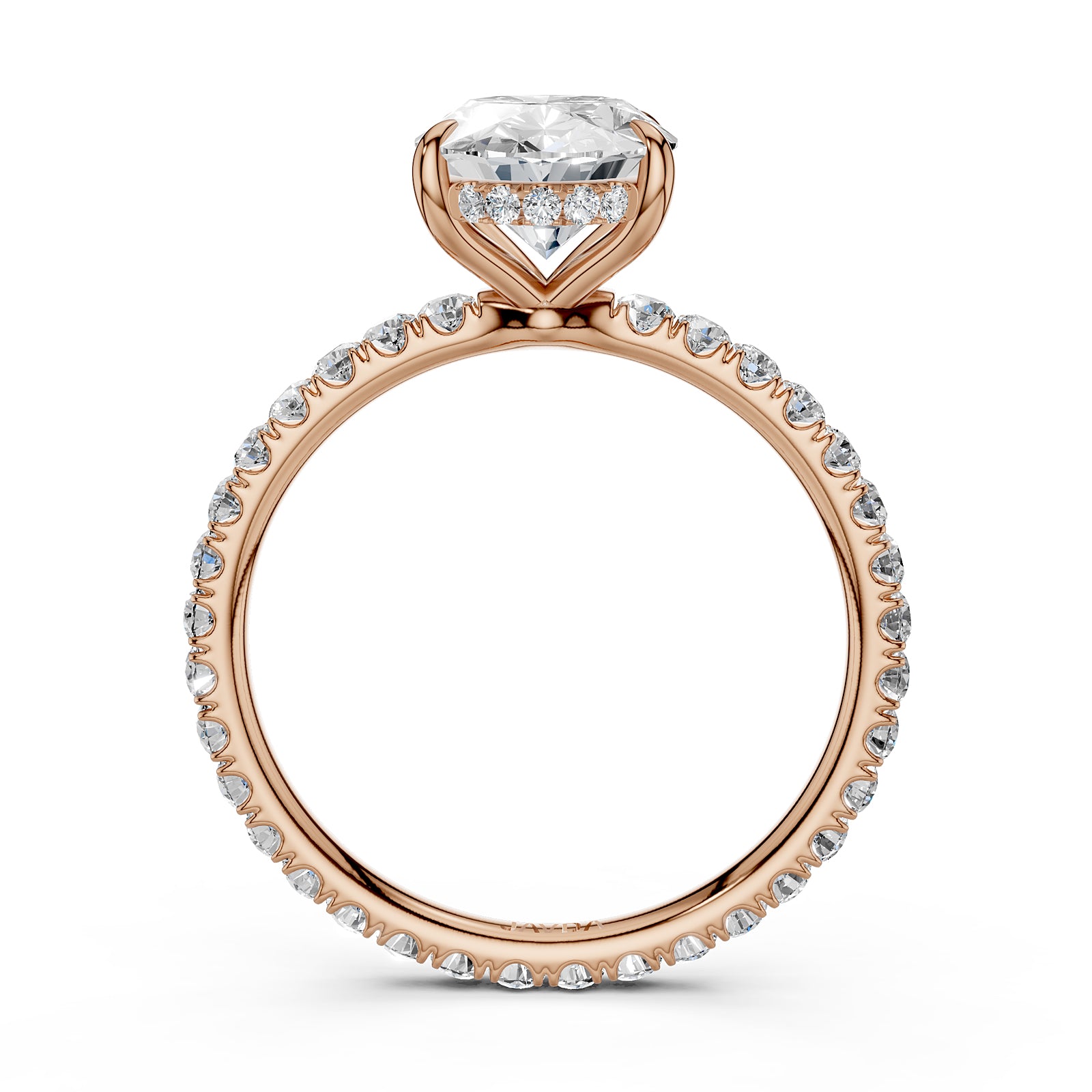 Hidden Halo French U Cut Pave Set Lab Grown Diamond Engagement Ring IGI Certified 2.60 Ctw.